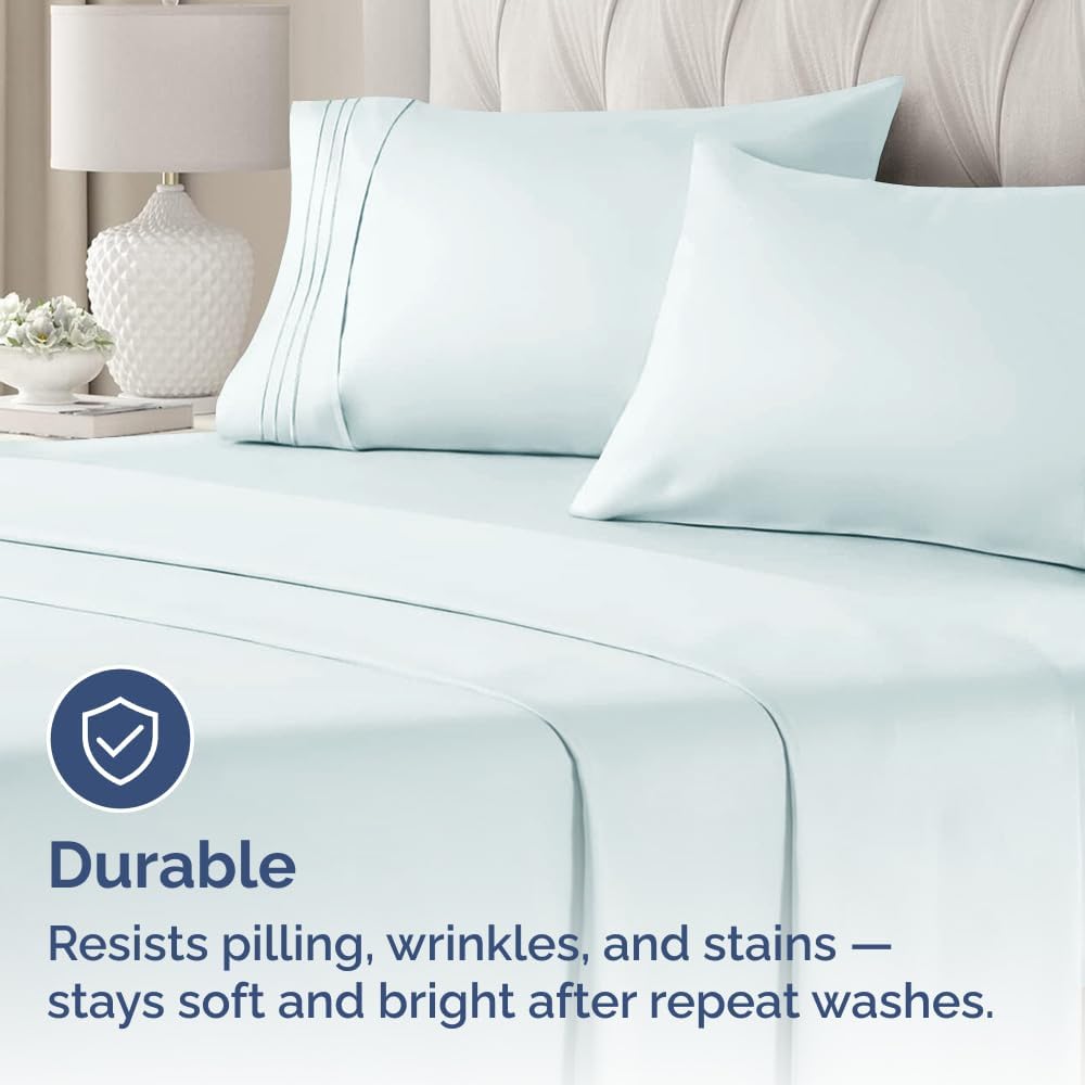 King Pillow Cases Set of 4 - Ultra Soft Hotel Quality Pillowcase Covers - Comfy, Cozy & Wrinkle Free - Shrinkage, Stain and Fade Resistant - Machine Washable Pillow Protectors - 4 Piece Set - Ice Blue