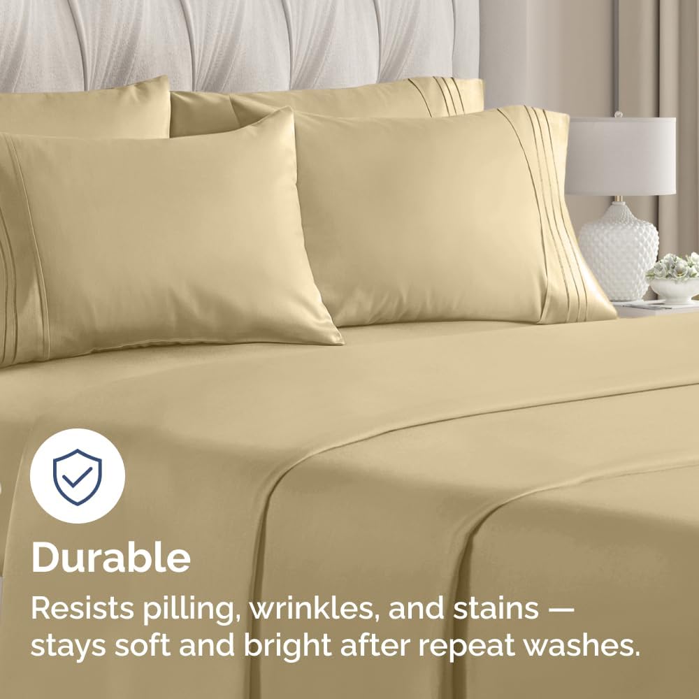 King Pillow Cases Set of 10 - Ultra Soft Hotel Quality Pillowcase Covers - Comfy & Wrinkle Free - Shrink, Stain and Fade Resistant - Easy-Care, Machine Washable Pillow Protectors - 10 Pcs Set - Beige