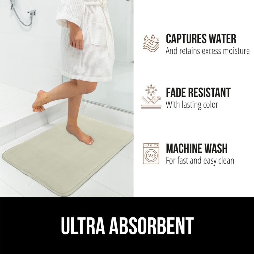 GORILLA GRIP Memory Foam Bath Mat, Soft Absorbent Velvet Bathroom Mats, Durable Dots on Underside, Machine Washable Bathmat, Carpet Rug Room Decor for Shower Tub Floor RV, 36x24 Rugs, Sage