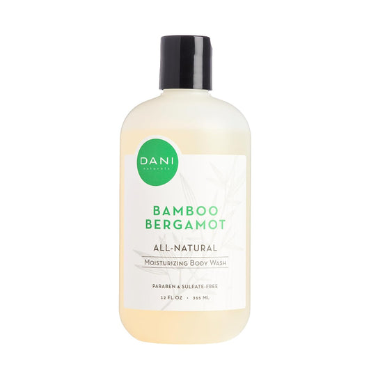 DANI Naturals Moisturizing Body Wash - Refreshing Bamboo Bergamot Scent with Organic Aloe Vera & Natural Glycerin - Paraben & Sulfate-Free Shower Gel - For Men & Women - 12 oz - Vegan & Cruelty-Free