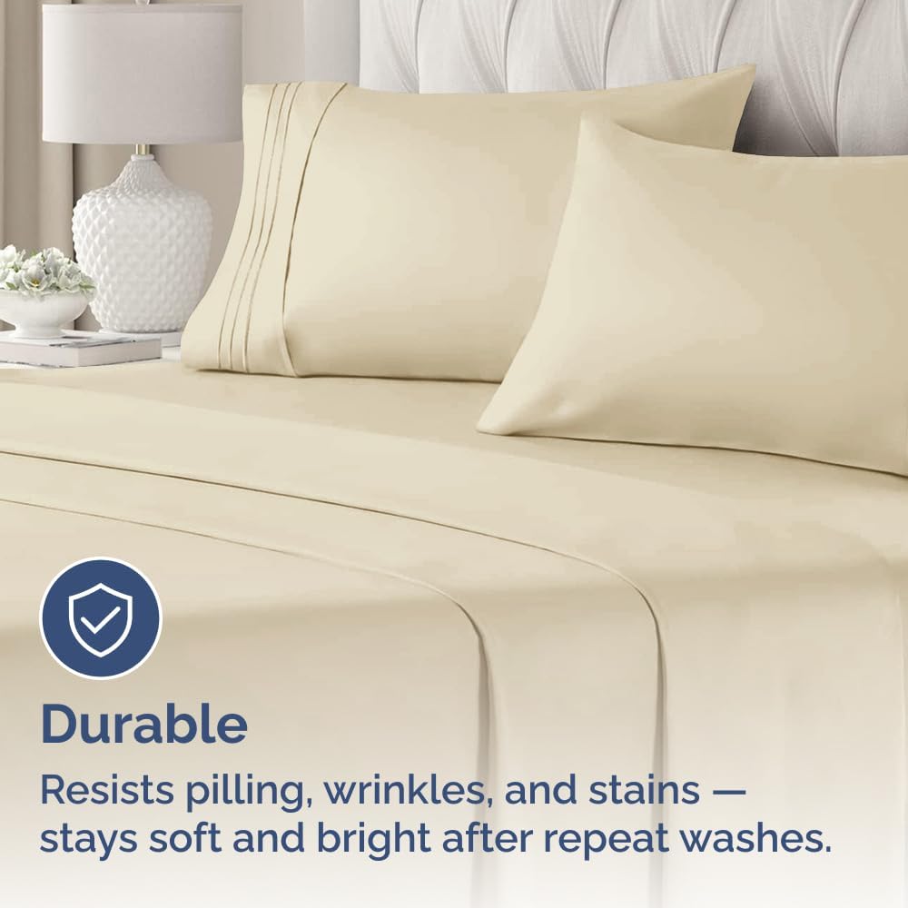 King Pillow Cases Set of 2 - Ultra Soft Hotel Quality Pillowcase Covers - Comfy, Cozy & Wrinkle Free - Shrinkage, Stain and Fade Resistant - Machine Washable Pillow Protectors - 2 Piece Set - Cream