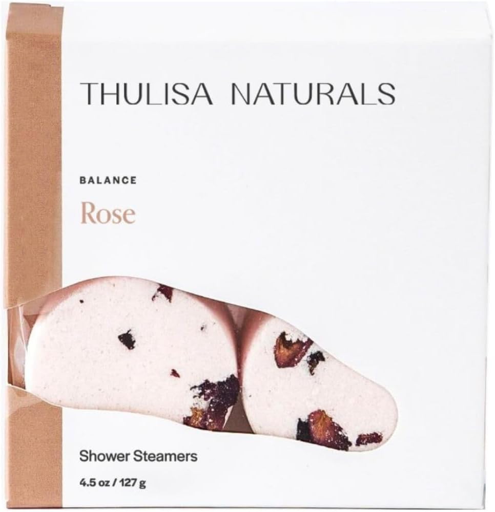Thulisa Naturals Rose Shower Steamers Aromatherapy | Organic Shower Bombs with Essential Oils | Self Care Christmas Birthday & Spa Gifts for Women & Men | Stocking Stuffers | 4 Pack