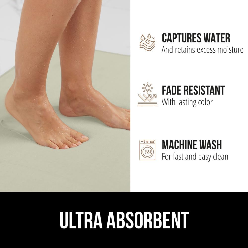 GORILLA GRIP Thick Memory Foam Toilet Rug for Bathroom, U Shaped Washable, Soft Absorbent Velvet Topside Floor Mats, Machine Wash, Cushioned Luxury Mat Rugs for Bath Room, 22.5 x 19.5, Sage