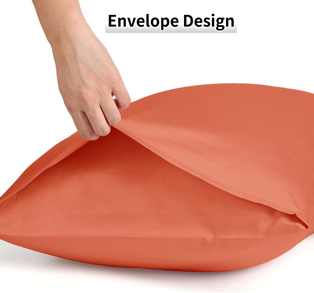 Warmstar Cotton Pillow Cases Queen Size Set of 2, 600 Thread Count Pillowcases 20x30 Inches, Soft Long Staple Cotton Pillowcases Breathable with Envelope Closure,Orange