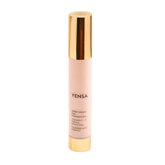 YENSA Serum Foundation Makeup - Super Silk Full Coverage Foundation Enriched with Peptides, Vitamin C & Ferulic Acid to Help Reduce Fine Lines, Wrinkles & Dark Circles - Fair 1 (1 oz)