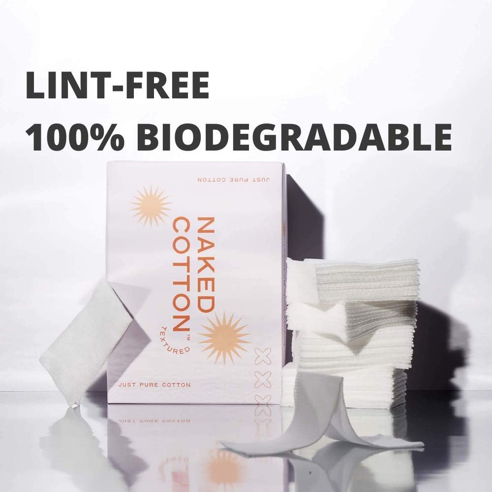 White Rabbit – Naked Cotton Textured – Unbleached Perforated Cotton Pads for Toner, Makeup Removal & Masks | Lint-Free, Exfoliating, Natural & Cruelty-Free | Korean Skin Care Product (100 Count)