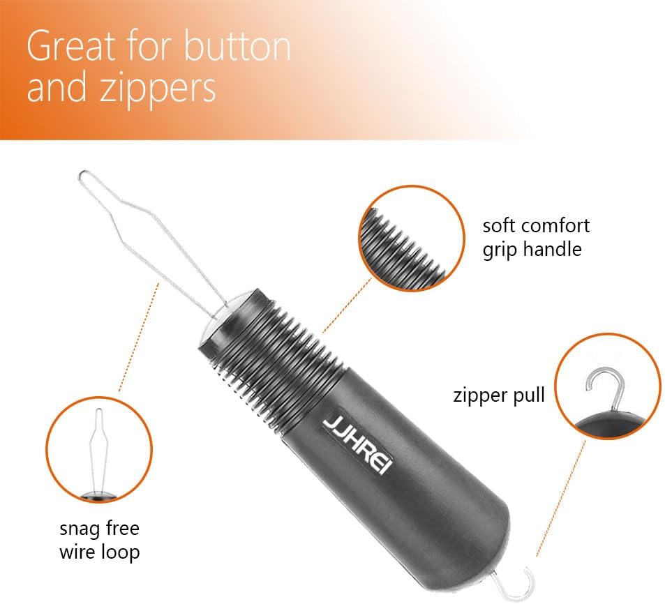 2 Pack Button Hook and Zipper Pull Helper - Dressing Button Aid Assist Tool for Arthritis Disabled Elderly - 2 in 1 Dressing Aids Tool