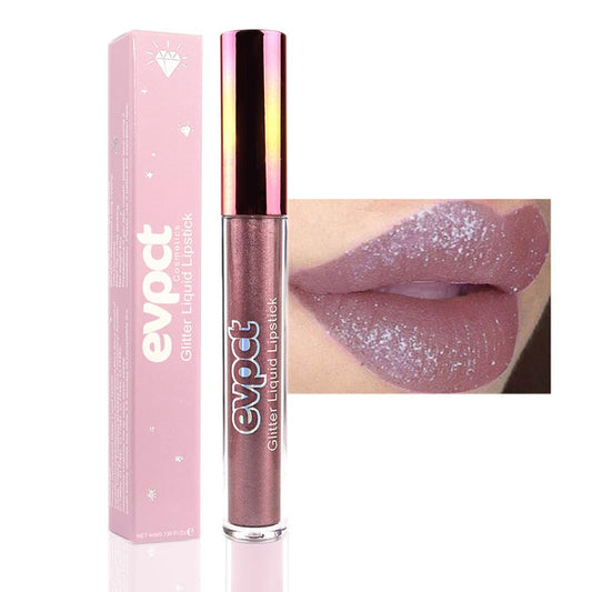 evpct 1Pcs Taupe Mauve Glitter Metallic Shimmer Diamond Lipstick Lip Gloss Stain Set for Women Long Lasting Waterproof, Mauve Purple Sparkle Glitter Matte long Wear Liquid Lipstick Lip Makeup Kit, 08#