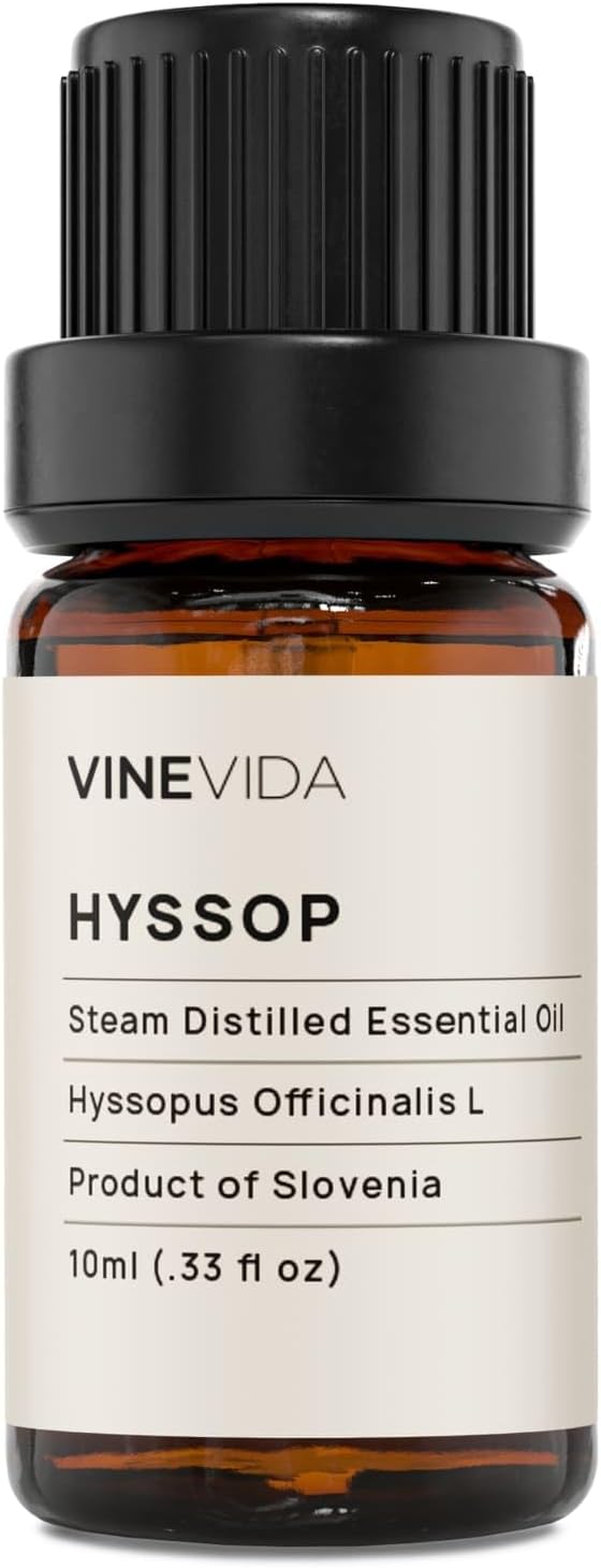 VINEVIDA Hyssop Essential Oil 10 mL - Undiluted Hyssop Oil 10 mL - Hyssop - DIY Candle Scents for Candlemaking - 10 mL Essential Oil for Soap Making Safe for Skin (4OZV-OBP-HYS-SOP-10ML)
