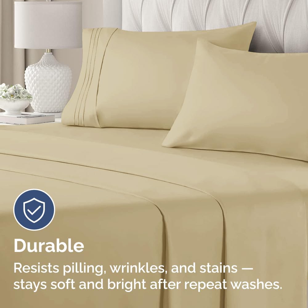 Queen Pillow Cases Set of 2 - Ultra Soft Hotel Quality Pillowcase Covers - Comfy, Cozy & Wrinkle Free - Shrinkage, Stain and Fade Resistant - Machine Washable Pillow Protectors - 2 Piece Set - Beige