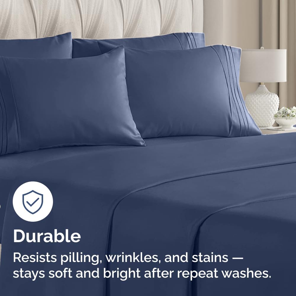 Queen Pillow Cases Set of 10 - Ultra Soft Hotel Quality Pillowcase Covers - Comfy, Cozy & Wrinkle Free - Shrink, Stain and Fade Resistant - Machine Washable Pillow Protectors - 10 Pcs Set - Navy Blue