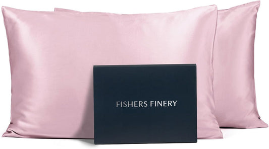 Fishers Finery 25mm 100% Pure Mulberry Silk Pillowcase (English Rose King 2 Pack)