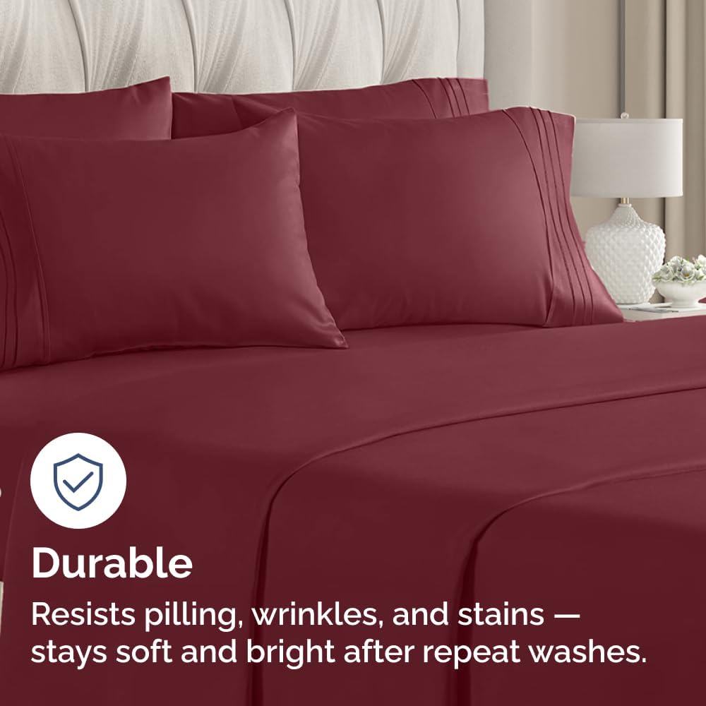 Queen Pillow Cases Set of 8 - Ultra Soft Hotel Quality Pillowcase Covers - Comfy, Cozy & Wrinkle Free - Shrink, Stain and Fade Resistant - Machine Washable Pillow Protectors - 8 Piece Set - Burgundy
