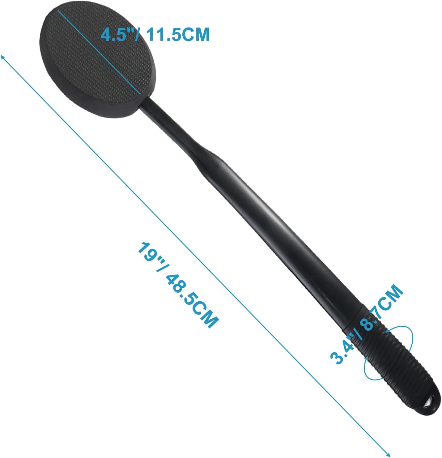 19" Lotion Applicator for Back Tanning Applicator Long Handle Back Lotion Applicator for Feet Self Tanner Back Applicator Sunscreen Applicator for Kids Women Men The Elderly (Black)
