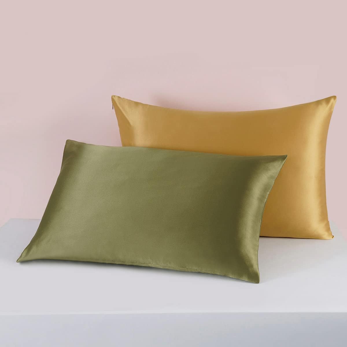 25 Momme Premium Mulberry Silk Pillowcase for Hair and Skin | Handcrafted Hypoallergenic & Anti-Acne Green Silk Pillow Cases with Zipper | King - 20" x 36", Jungle
