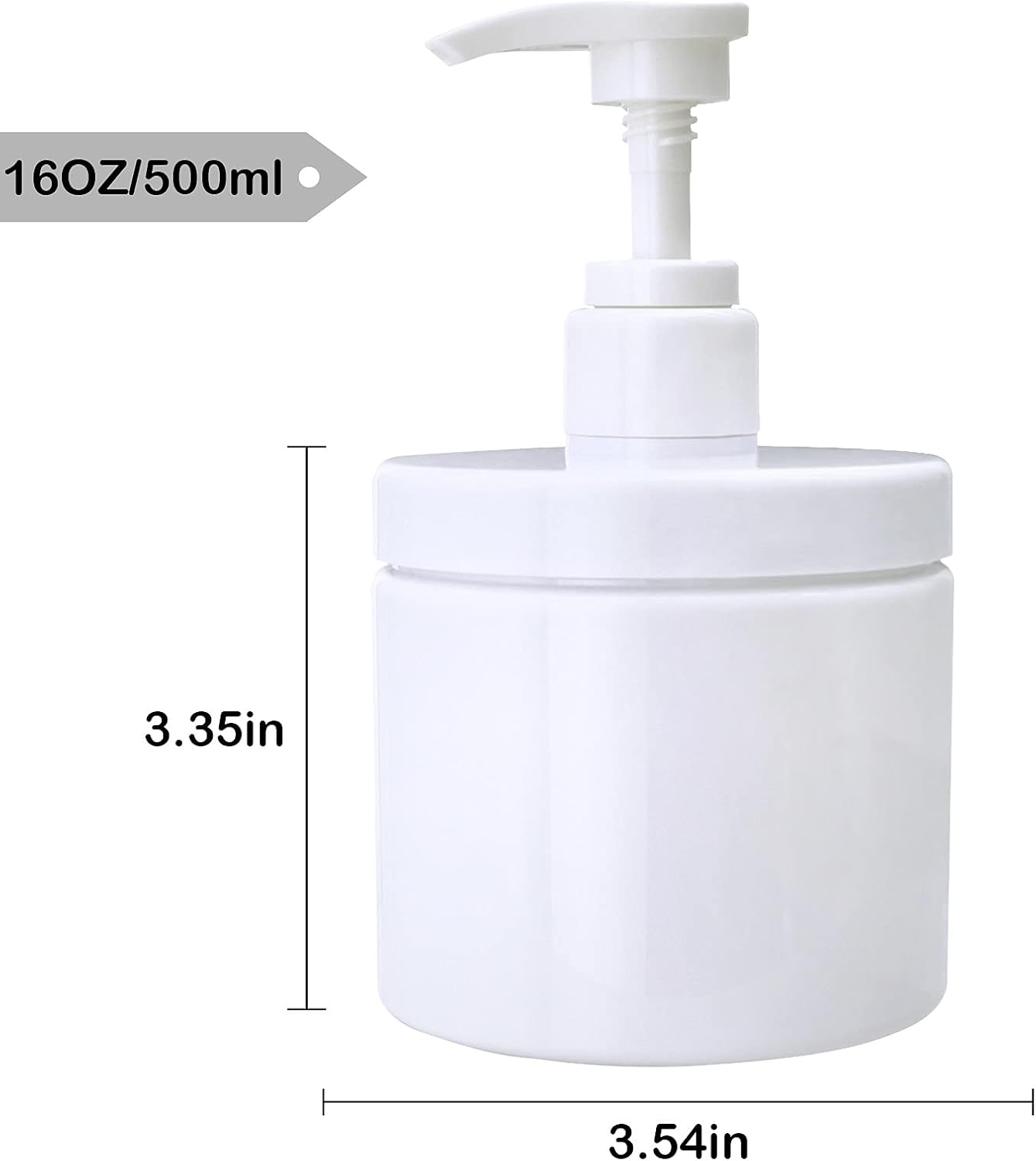 Cosywell Pump Bottle Dispenser Plastic Pump Bottles Refillable Bottles Wide Mouth Jar Style Empty Pump Bottles Bathroom Shower Containers for Lotion Shampoo Conditioner (White, 2X 500ml)