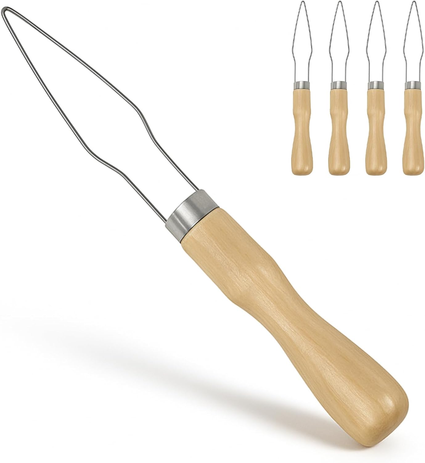 4pcs Button Hook Assist Device with Easy-Grip Wooden Handle for Shirts, Coats, Dresses - Ideal Button Aids for Arthritis & Limited Dexterity