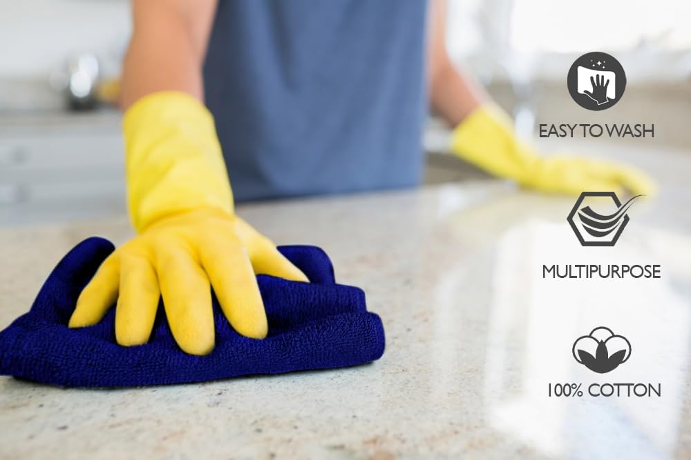 Premium Wash Cloths Pack of 12 (13" x 13") 100% Ring Spun Cotton | Luxury Washcloths | Ultra Soft Face Towels | Highly Absorbent Wash Cloths for face (Royal Blue)