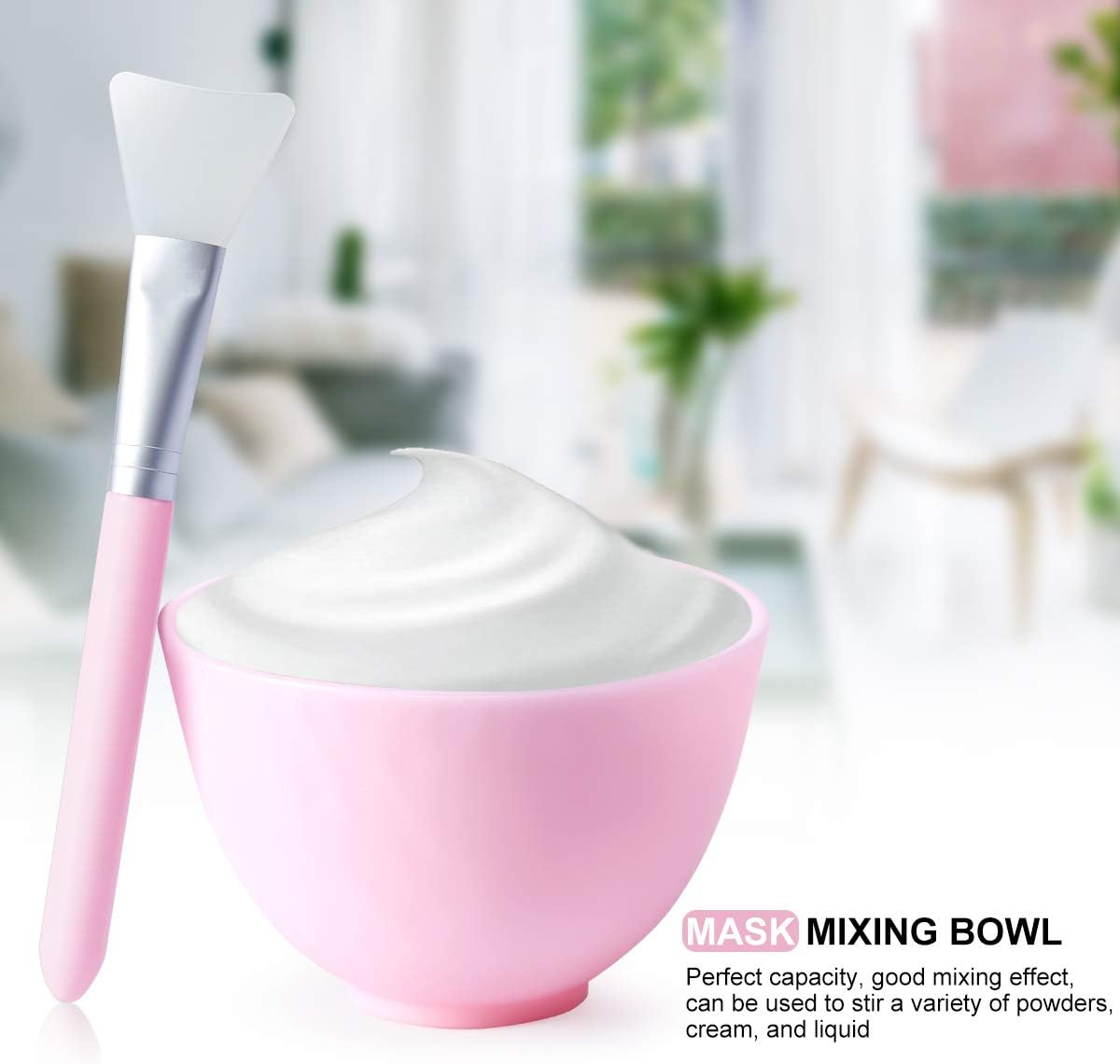 [Plastics Free]Somier Silicone DIY Face Mask Mixing Bowl Set with Mud Clay Face Mask Bowl Stick Spatula Headband Liquid Powder Measuring Cup Face Mask Brush 7 in 1