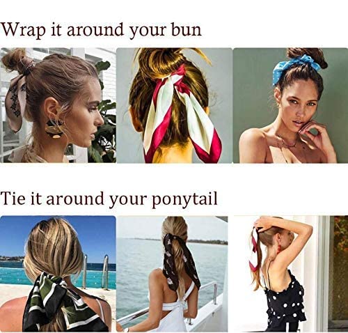 Chiffon Bow Scrunchie, Long Bandana Hair Ties, Fashion Ribbons & Ponytail Holders for Women with 6PCS