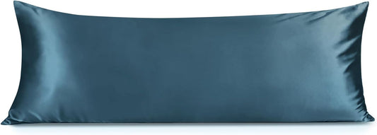 INFIIXSO Body Pillow Cover with Zipper, Luxury Mulberry Silk Body Pillow Case 20x54 Inches, Ultra Smooth and Soft Cooling Long Pillowcase, Gift for Women, Men(Bluesteel)