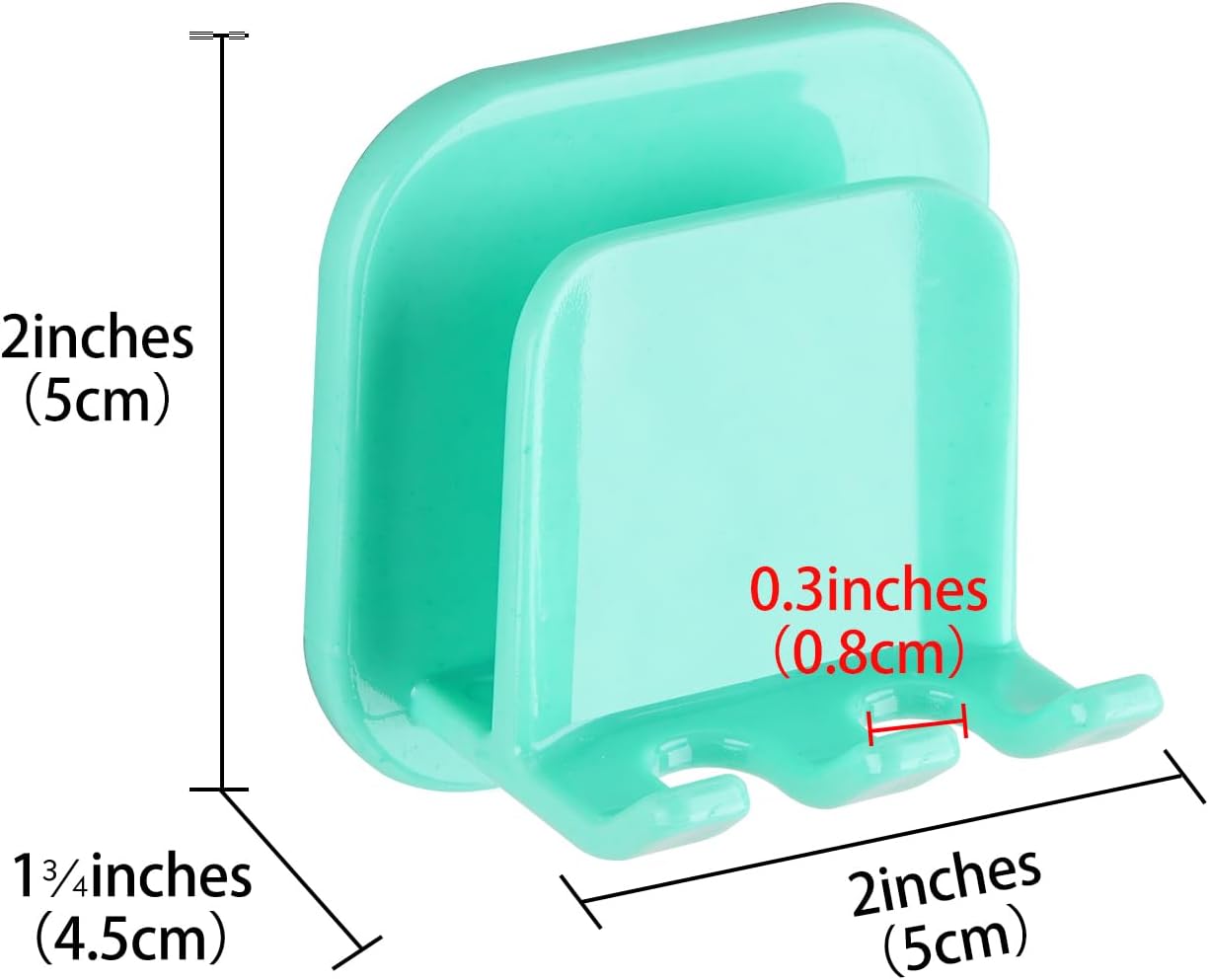 2 PCS Self-Adhesive Toothbrush Holders Wall Mounted, Water Proof Toothbrush Hook, 2 in 1 with Toothbrush Hanger and Gargle Cup Holder for Bathroom Shower (Green)