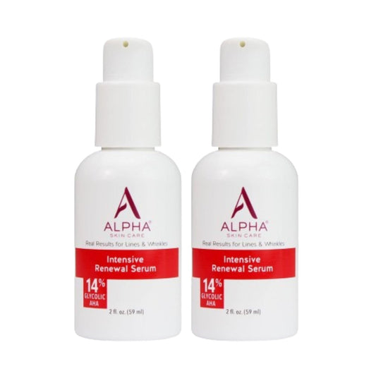 Alpha Skin Care Renewal Serum, 14% Glycolic AHA, Anti-Aging Formula, Reduces Lines & Wrinkles, Alpha Hydroxy Acid Exfoliates & Evens Skin Tones, Rejuvenates & Hydrates, 2 Oz, Pack of 2