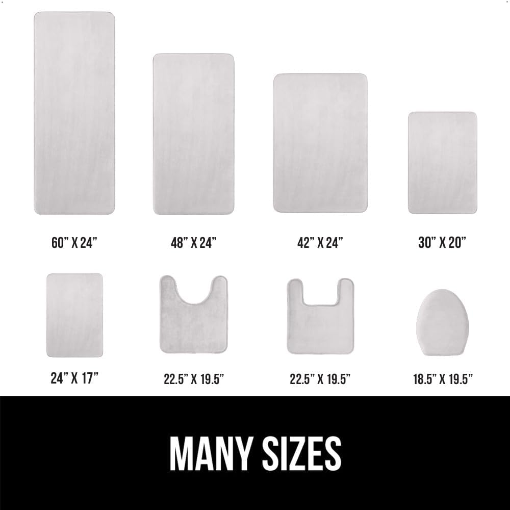 GORILLA GRIP Memory Foam Bath Rugs, Soft Absorbent Velvet Bathroom Mats, Durable Dots on Underside, Machine Washable Bathmat, Carpet Rug Room Decor for Shower Floor, 60x24 Mat, Light Gray