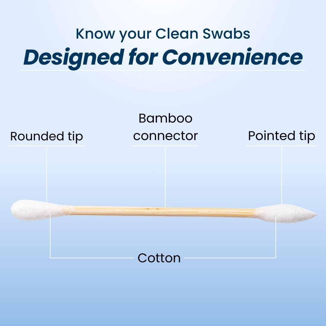 Clean Skin Club Clean Swabs | 6 Pack Total 3000 Count | One Pointed Tip | Biodegradable + Organic Cotton & Bamboo | Makeup & Nail Polish Touch-ups | Chlorine-Free & Hypoallergenic