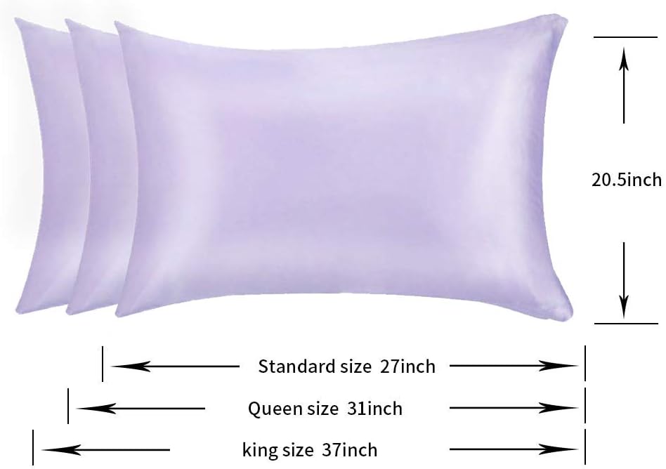 100% Mulberry Silk Pillowcases Set of 2 for Hair and Skin and Super Soft and Breathable Queen Size Nature Silk Pillowcases (Queen, Light Purple)