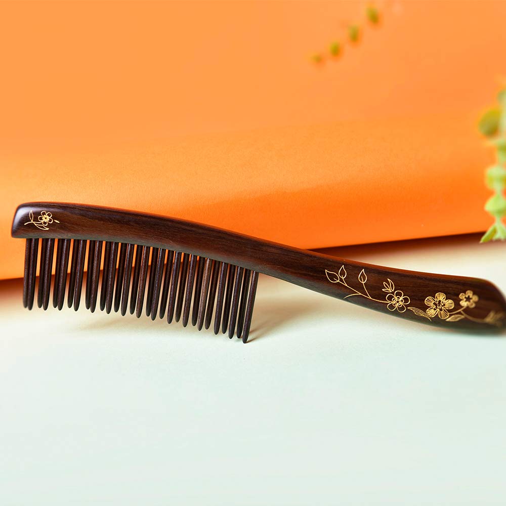 TAN MUJIANG Wooden Hair Comb Wide-tooth Inserted Teeth for Women Curly Hair (CQCGB0101)