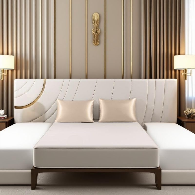 Juwenin Bedding,Super Soft and Luxury Silky Satin Pillowcase with Zipper (Silky Satin Pillow Case for Hair) Set of 2 (Camel, Queen(20''x29''))