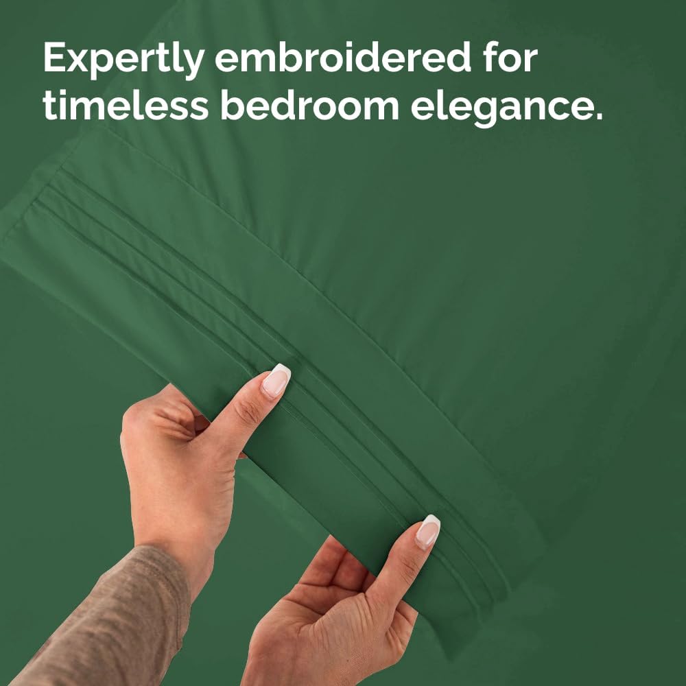King Pillow Cases Set of 4 - Ultra Soft Hotel Quality Pillowcase Covers - Comfy, Cozy & Wrinkle Free - Shrinkage and Fade Resistant - Machine Washable Pillow Protectors - 4 Piece Set - Emerald Green