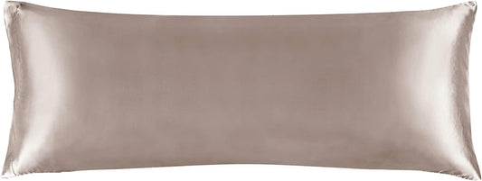 BEDELITE Satin Body Pillow Cover, Super Soft and Cooling Body Pillow Pillowcase for Hair and Skin, Breathable Silky Full Long Pillowcase Cover(20"x54", Rose Taupe)