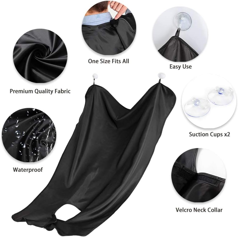 Gifts for Men, Beard Bib Apron, Large Beard Shaving Apron Cape with Suction Cups and Packing Pouch, Gifts for Dad Husband Boyfriend, Stocking Stuffers Christmas Gifts Father Day's Gift Birthday Gift