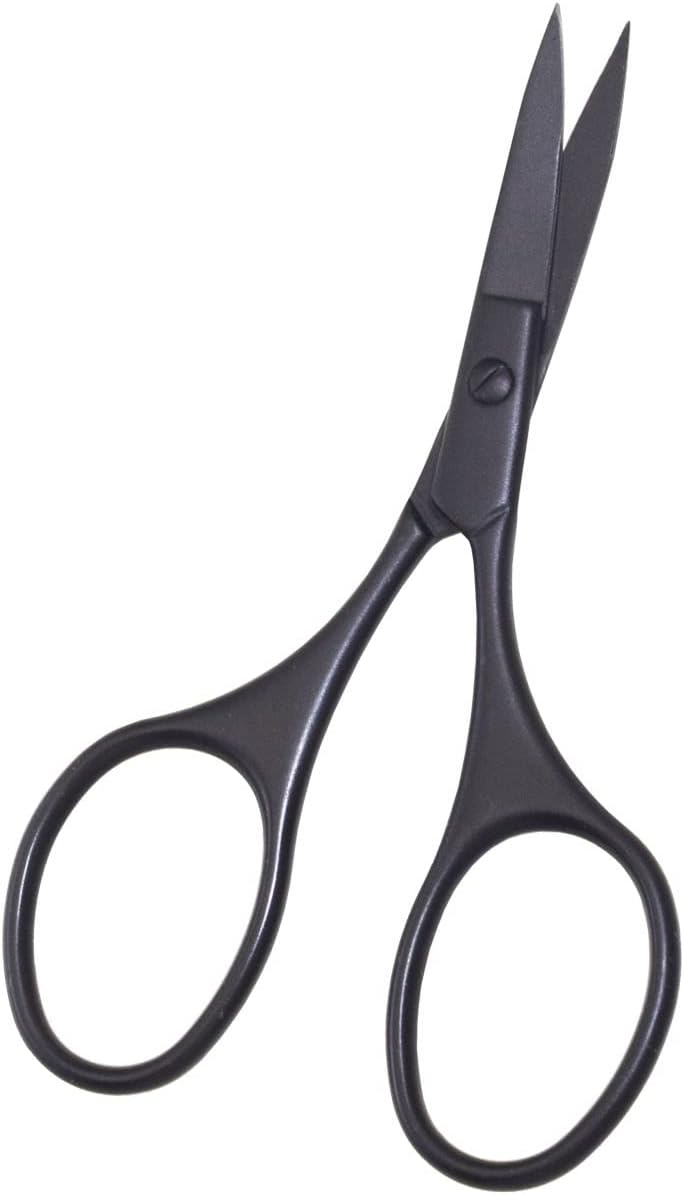 Multicolor Professional Grooming Scissors for Personal Care Facial Hair Removal and Ear Nose Eyebrow Trimming Stainless Steel Fine Straight Tip Scissors 3.9 Inch (Black Set D)