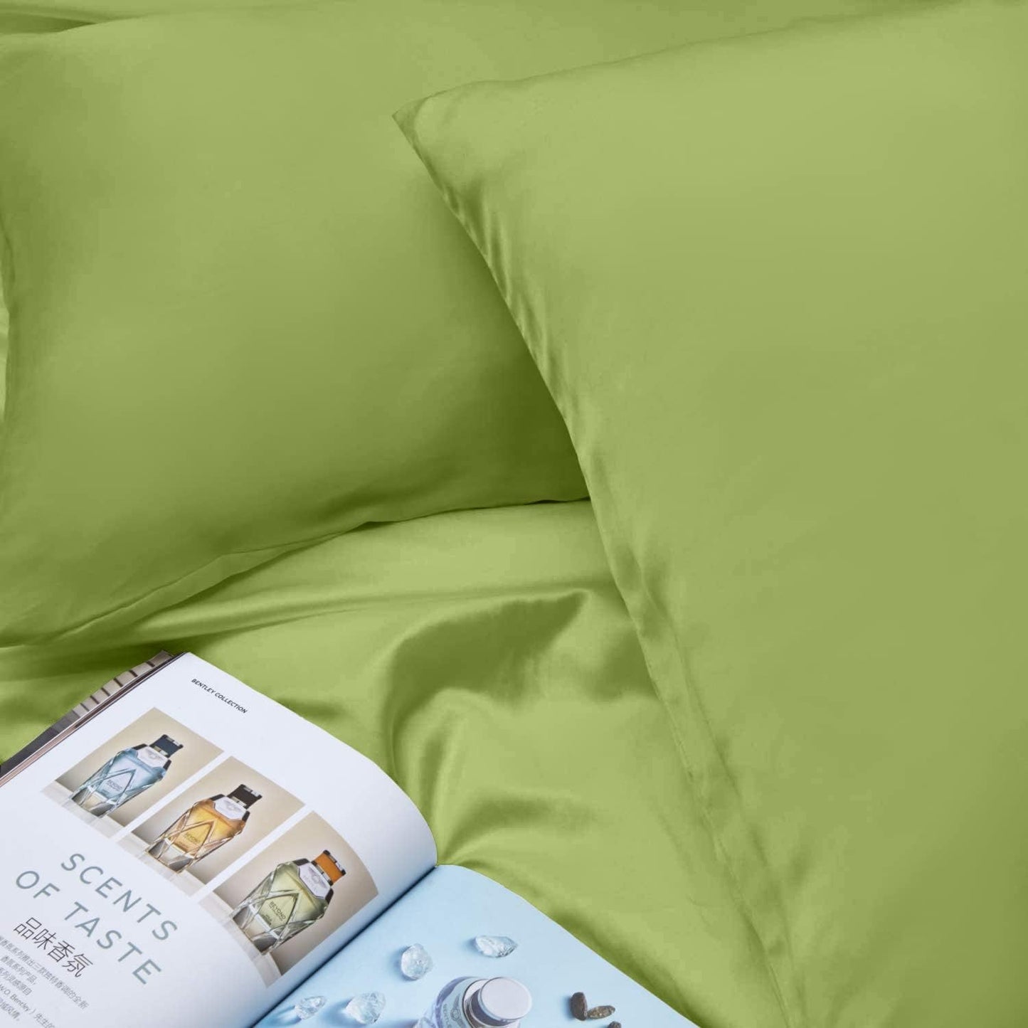 INSSL Silk Pillowcase for Women, Mulberry Silk Pillowcase for Hair and Skin and Stay Comfortable and Breathable During Sleep(Tea Green,Queen)