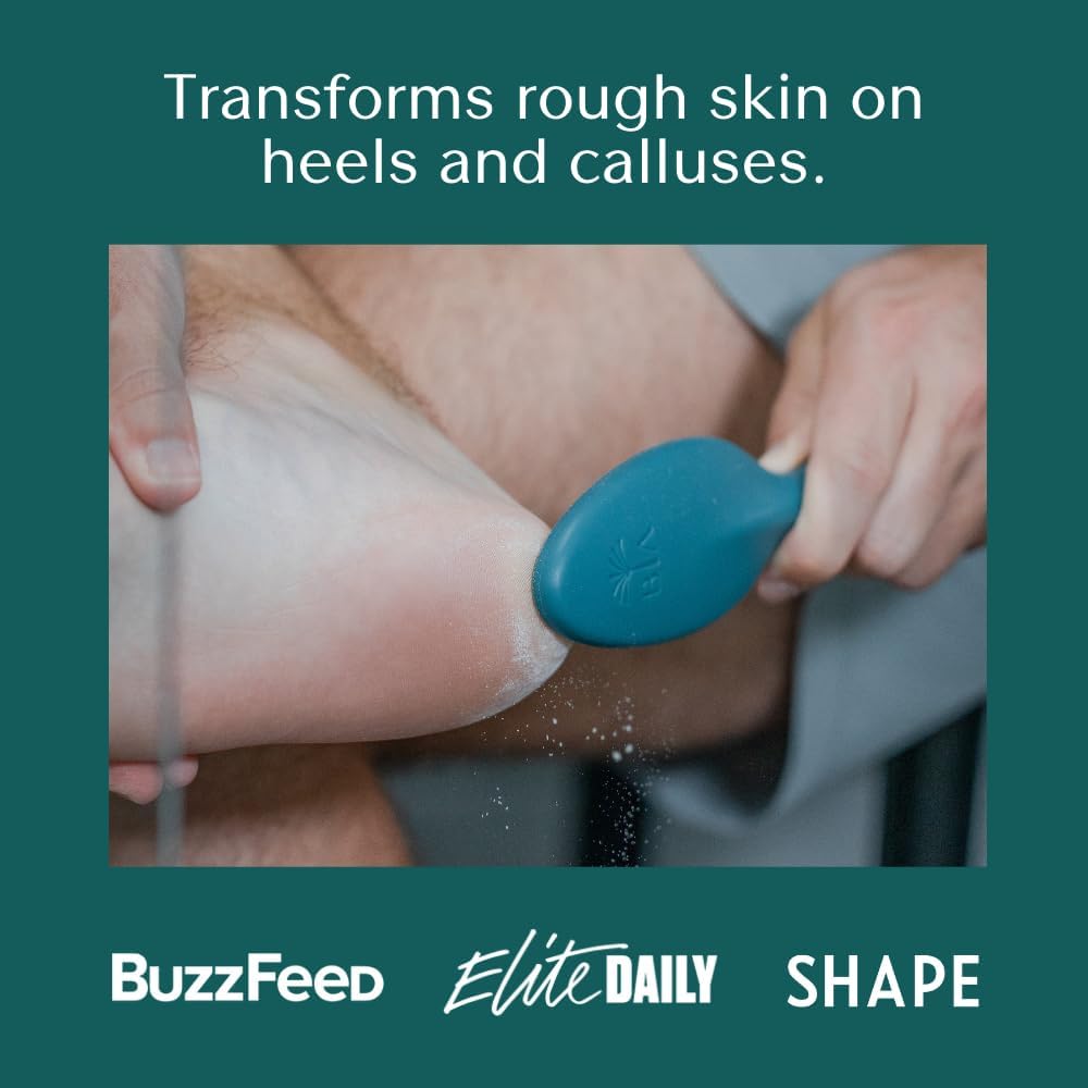 Bare August Glass Foot File Callus Remover for Feet with Handle | Heel Scraper & Foot Scrubber in Shower for Dead & Cracked Skin | Pedicure Foot Buffer & Foot Callus Remover Tool for Soft Feet (Teal)