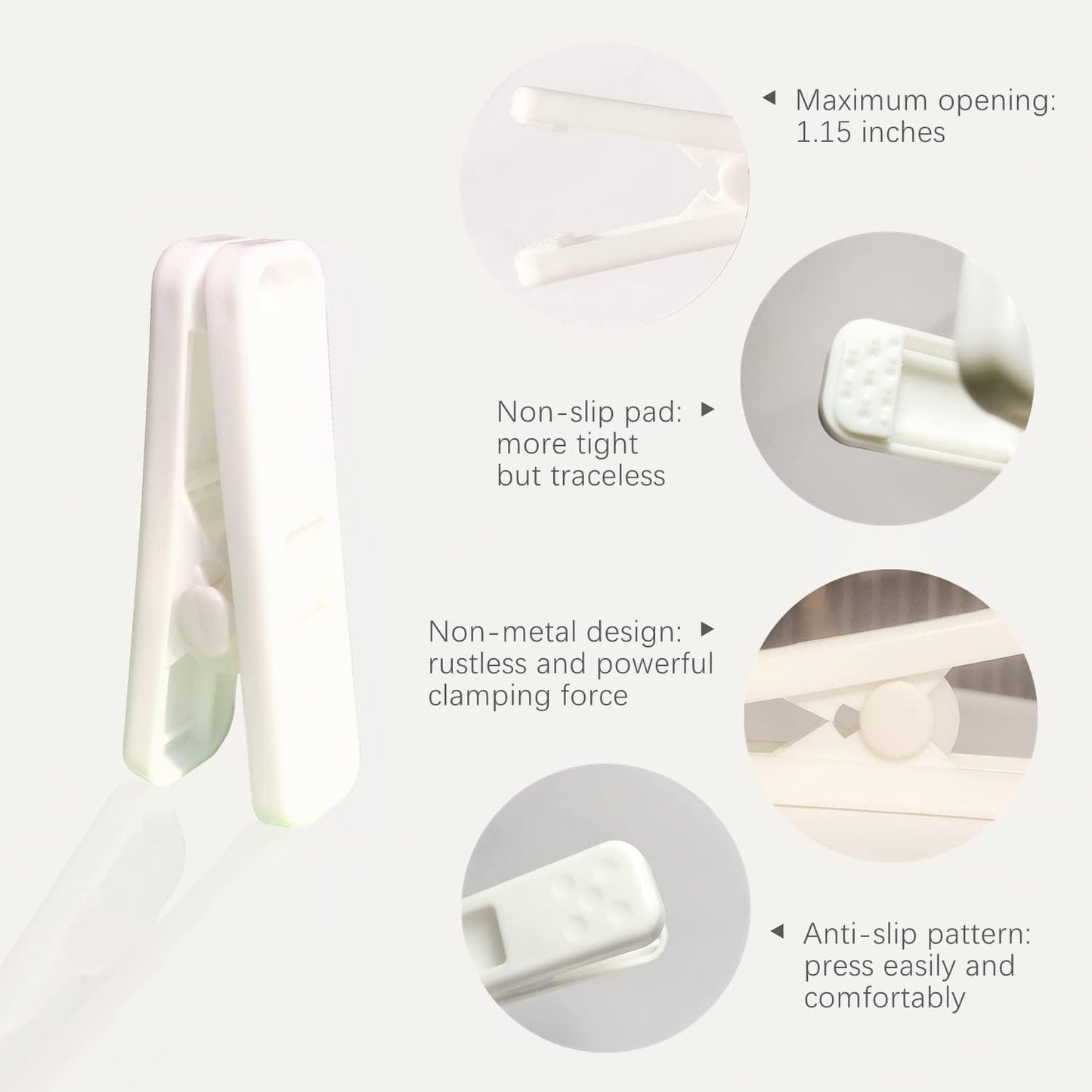 Strong Plastic Clothespins - 16 Pack Heavy Duty Laundry Clothes Pins, Non-Slip Pegs, Chip Clips, Hanger Clip, Rustless, Windproof, Heatproof - White