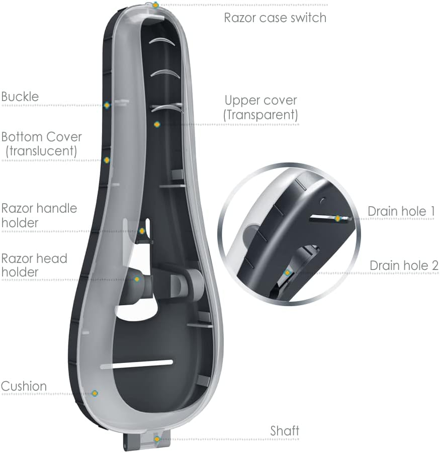 Razor Case Compatible with Gillette Proglide Fusion Men's Razor, Travel Protector Case with Carrying Bag - Black