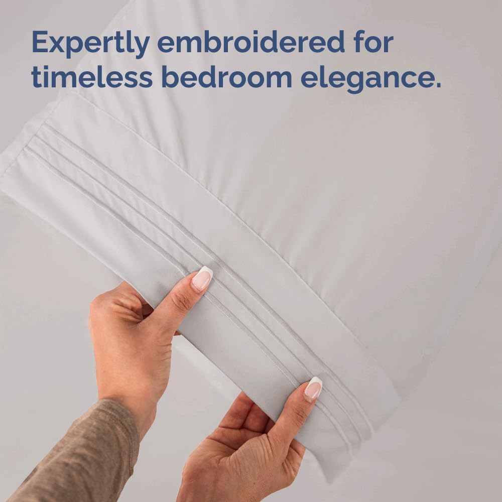 King Standard Pillow Cases Set of 2 - Soft Hotel Quality Pillowcase Covers - Comfy, Cozy & Fade Free - Wrinkle Resistant - Machine Washable Pillow Protectors - 2 Piece Set - King Standard Light Grey