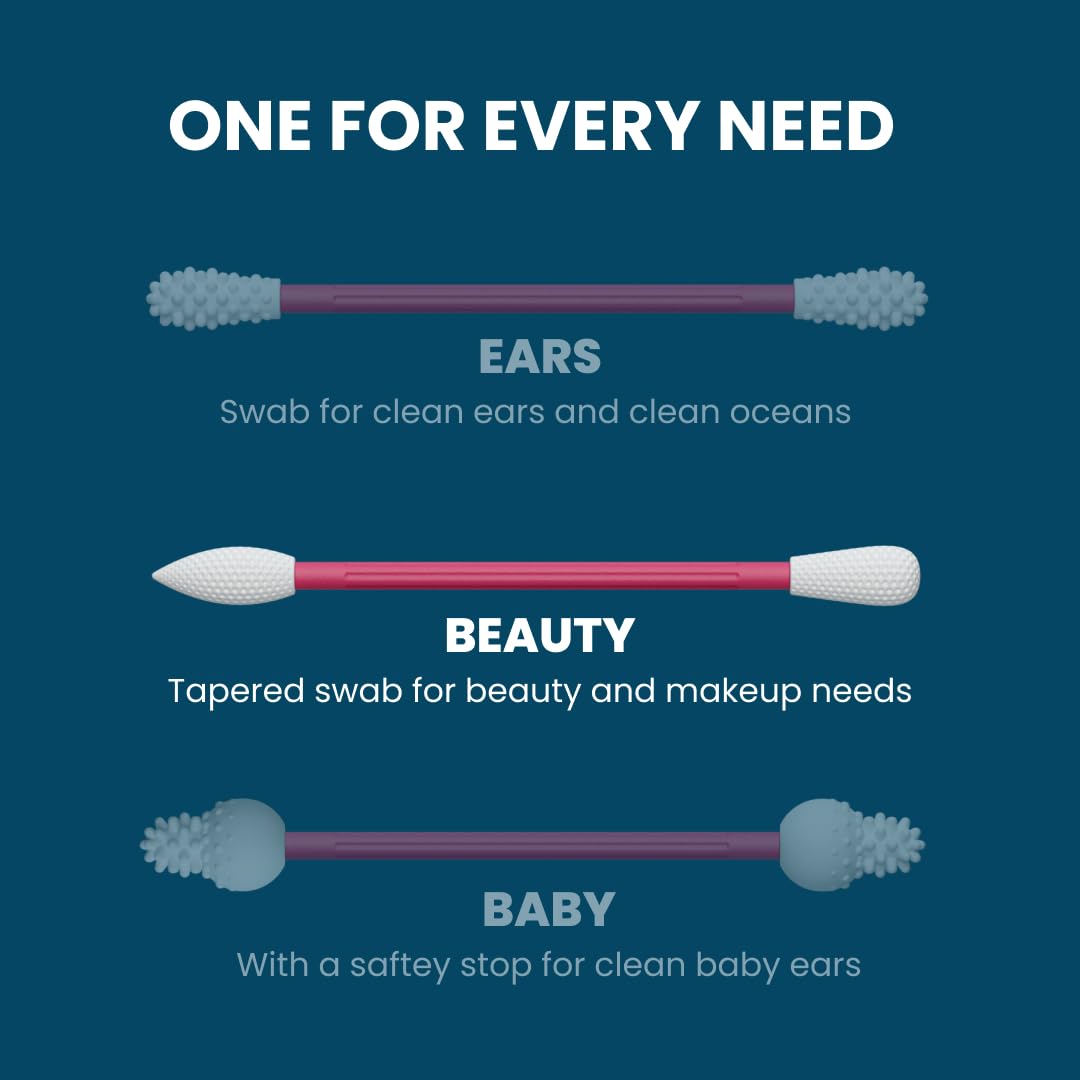 LastSwab® Reusable Cotton Swabs for Gentle and Eco-Friendly Beauty Routines - The Sustainable Alternative to Single-Use Q Tips - Zero Waste & Easy to Clean - Comes with a Convenient Travel Case Holder