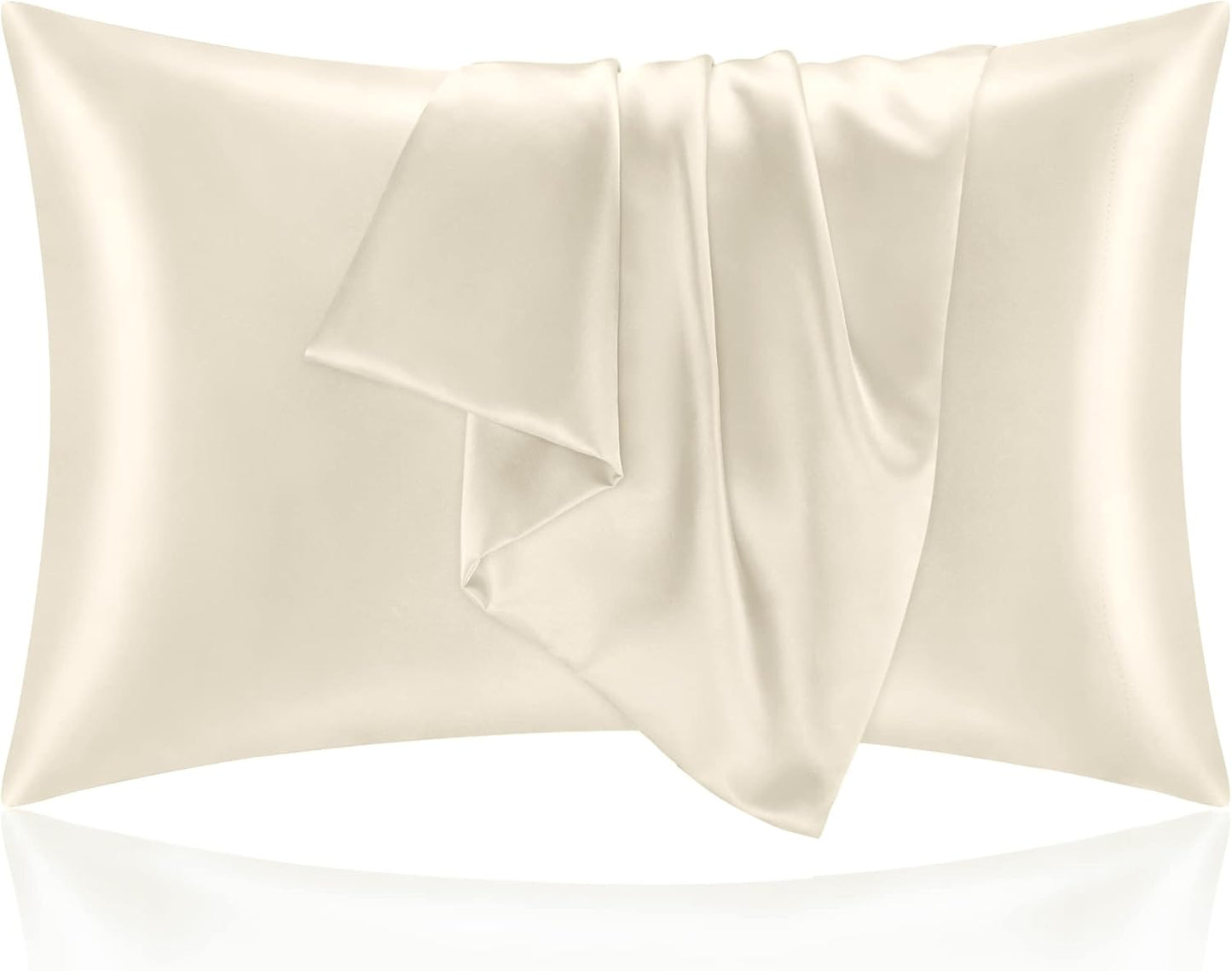 BEDELITE Satin Pillowcase for Hair and Skin, Super Soft and Cooling Similar to Silk Pillow Cases 2 Pack with Envelope Closure, Gift for Women Men(20"x40" King Size, Beige)