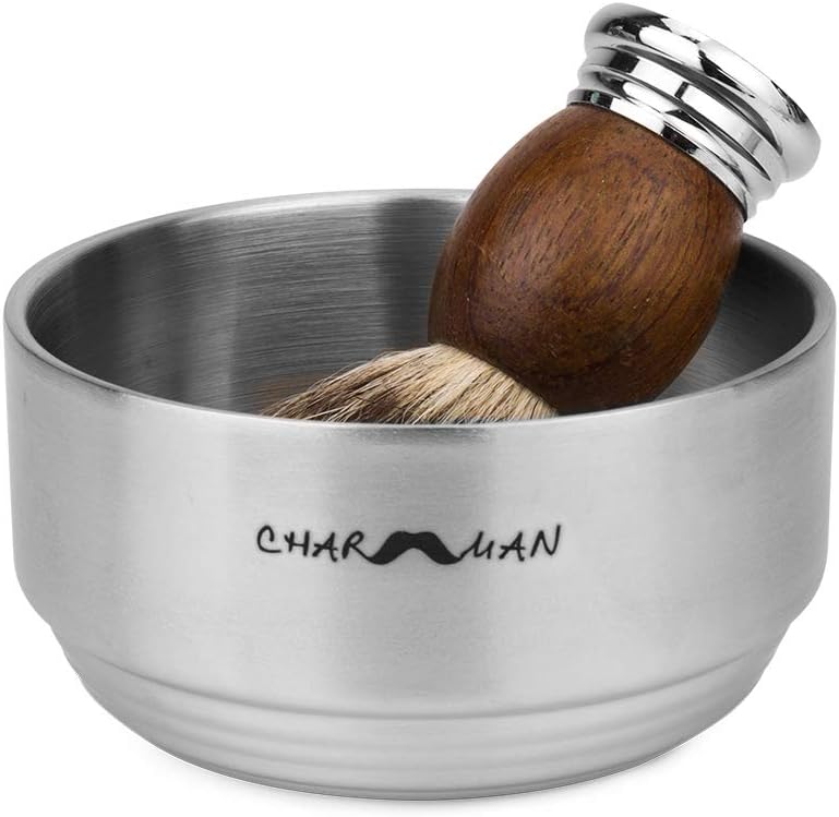 Stainless Steel Shaving Soap & Cream Bowl with Lid | Three-walls Heat Preservation | Heavy Weight Steel