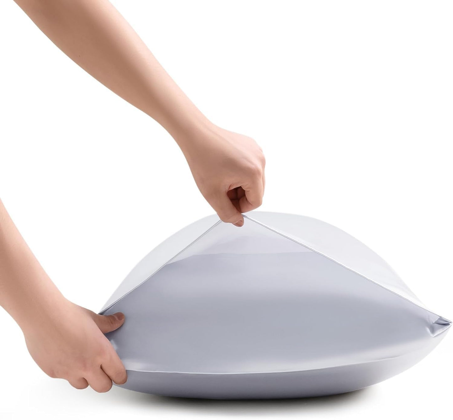 Juwenin Bedding,Super Soft and Luxury Silky Satin Pillowcase (Silky Satin Pillow Case for Hair) Set of 2 (Silver, King (20'x40'))