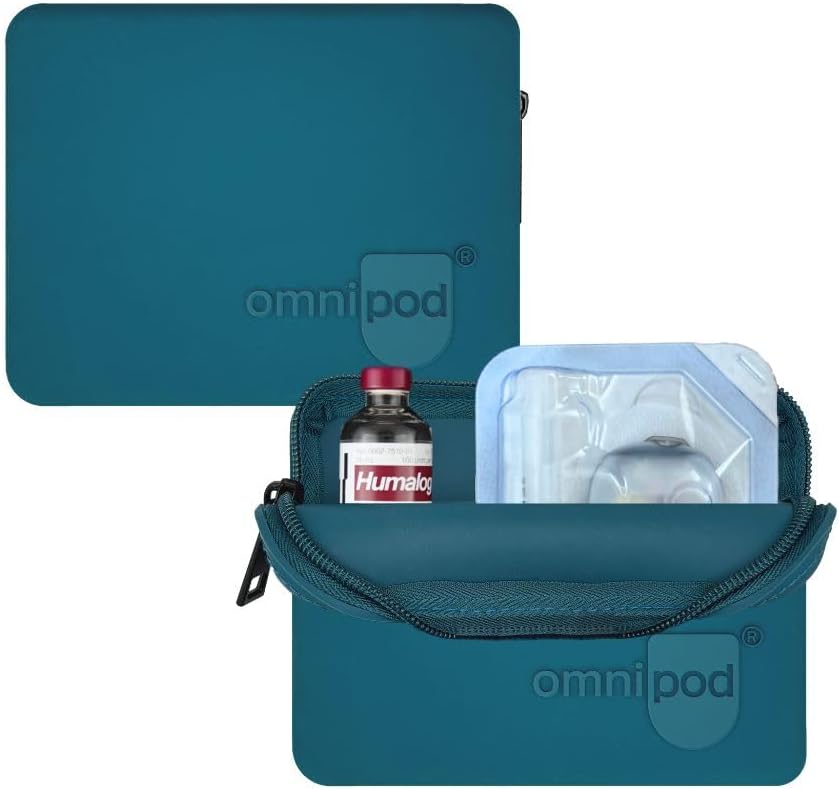 Omnipod Protective Travel Case | Silicone Storage fits an Insulin Vial and One Pod| Diabetic Care Products | Diabetes Supplies Organizer (Teal Blue)