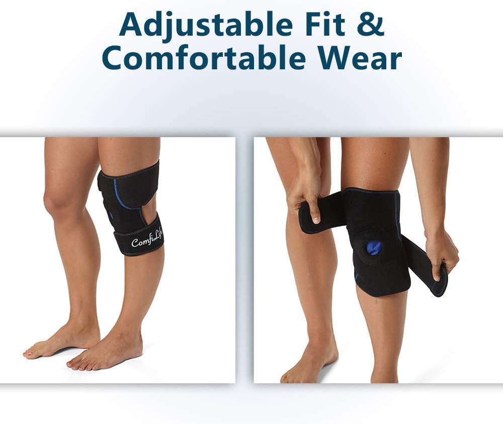 ComfiLife Knee Ice Pack with Wrap Reusable Hot & Cold Therapy Gel Pack Adjustable Compression Support for Injuries, Pain, Surgery, Arthritis, Meniscus and More