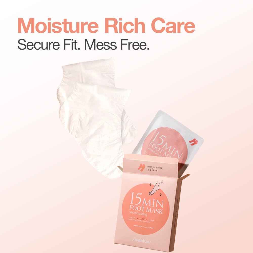 15 Min Foot Moisturizing Mask – Reviving Sock Mask with Shea Butter & Jojoba Oil for Dry Feet and Heels