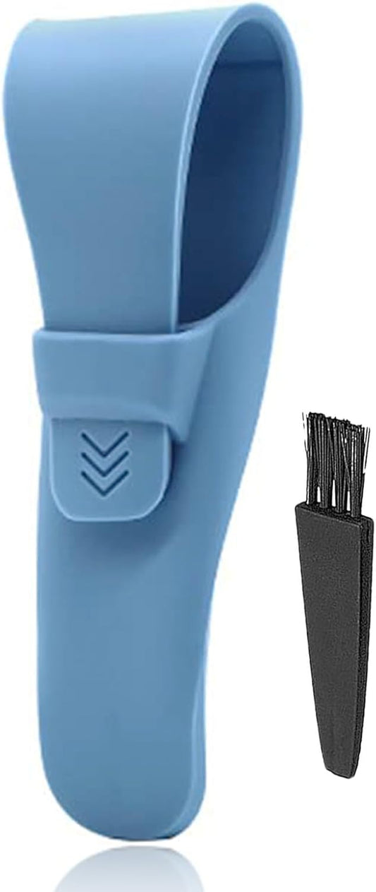 LinMei Silicone Razor Travel Case Compatible with Gillette, Parker, Merkur Razor (Blue+Cleaning Brush)
