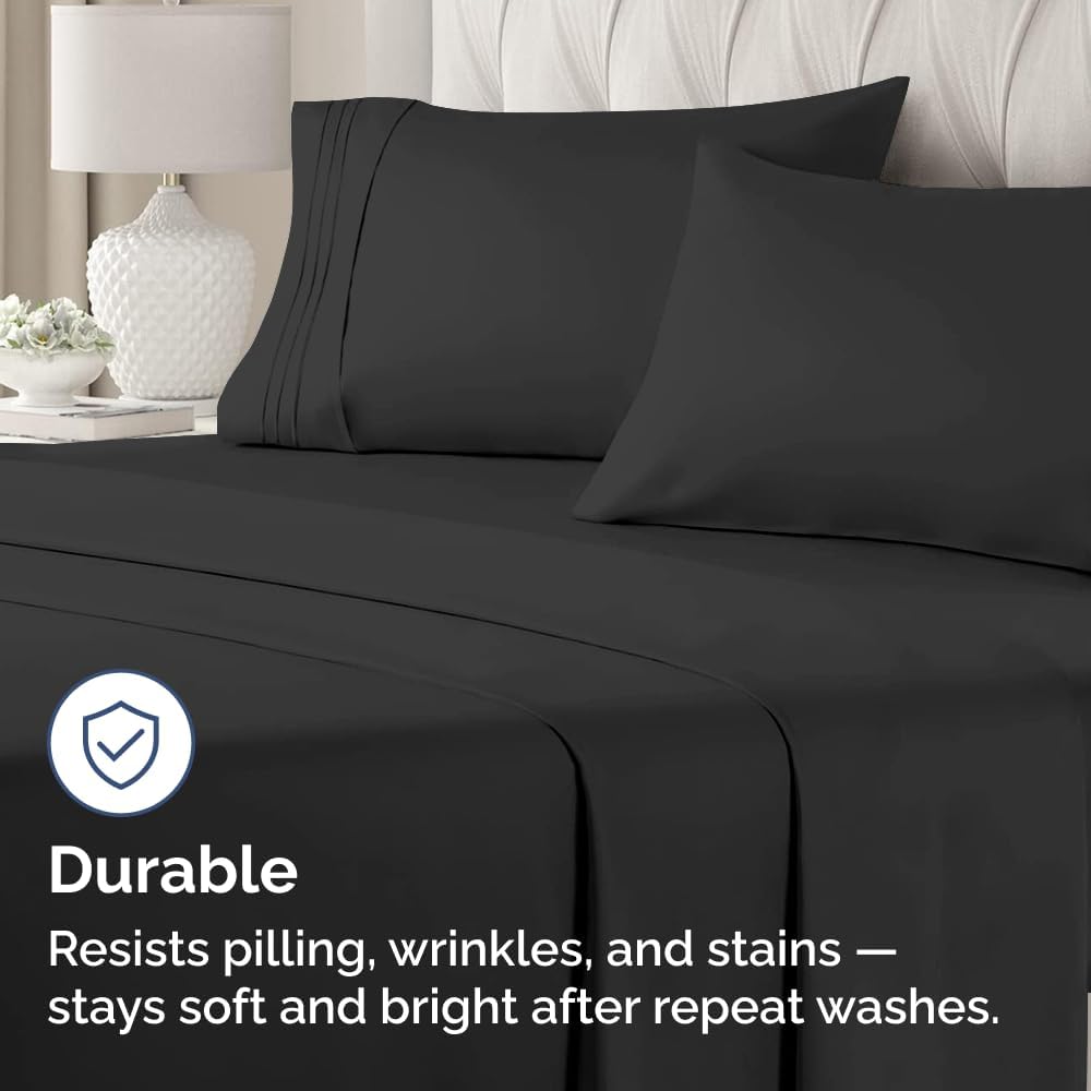 Standard Pillow Cases Set of 2 - Ultra-Soft Hotel Quality Pillowcase Covers - Comfy & Wrinkle Free - Stain and Fade Resistant - Machine Washable Pillow Protectors - 2 Piece Set - Standard Size Black